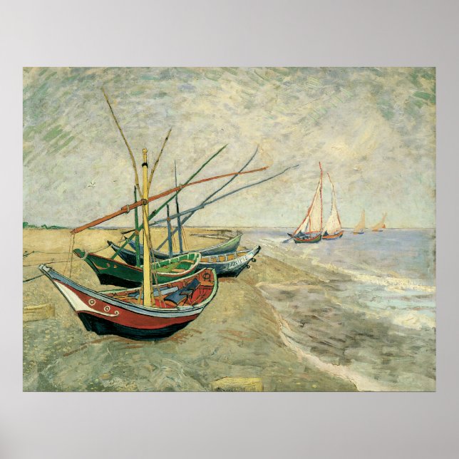 Boats on the Beach at Saintes-Maries - Van Gogh Poster (Front)