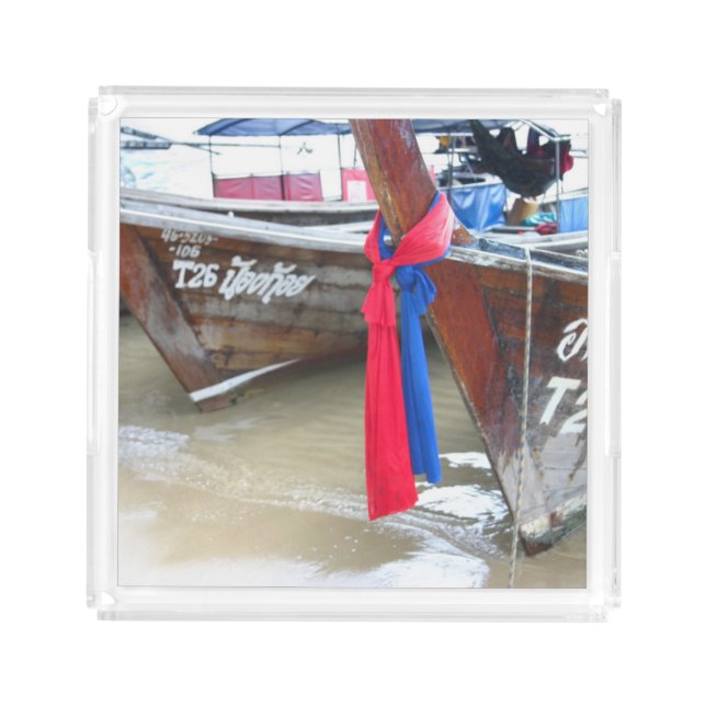 Boats On The Beach | Phi Phi Islands, Thailand Acrylic Tray (Front)