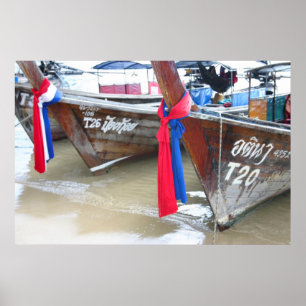 Boats On The Beach Phi Phi Islands, Thailand Poster