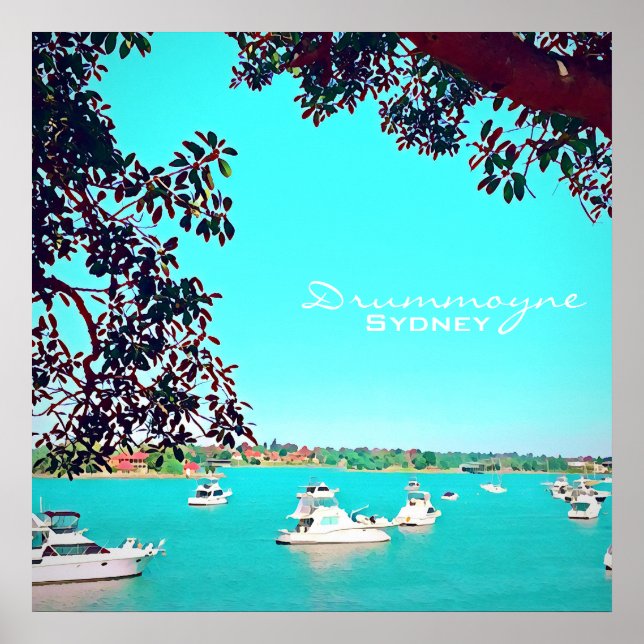 Boats on the harbor Drummoyne Sydney travel Poster (Front)