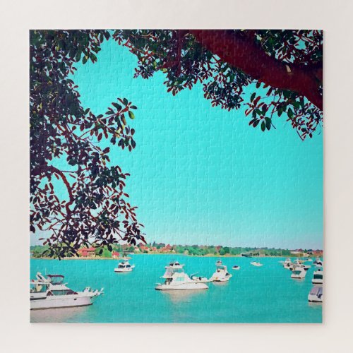 Boats on the harbour Drummoyne Sydney travel Jigsaw Puzzle