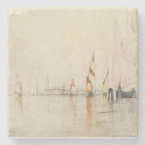 Boats on the Lagoon Venice 1893 William Gedney  Stone Coaster