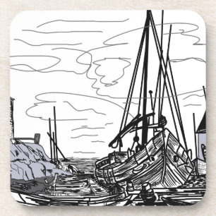boats on the sea beverage coaster