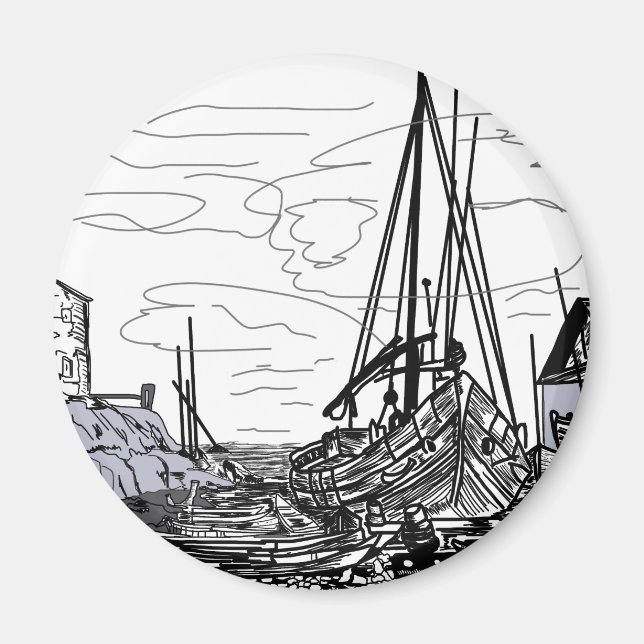 boats on the sea magnet (Front)