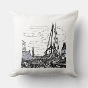 boats on the water throw pillow