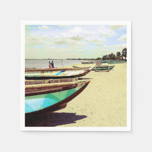 Boats on Tropical Beach Napkins