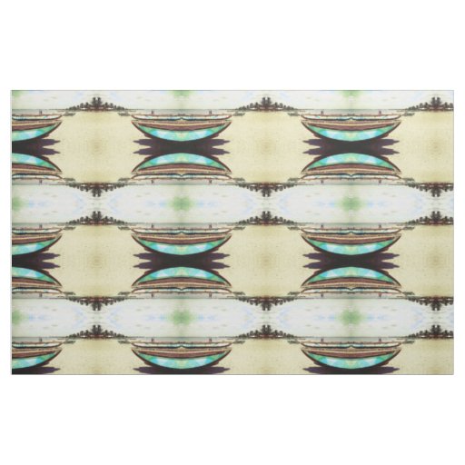 Boats on Tropical Beach Pattern Fabric