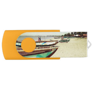Boats on Tropical Beach USB Flash Drive