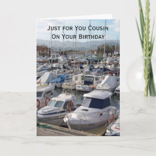 Boats Personalised Cousin Birthday Card