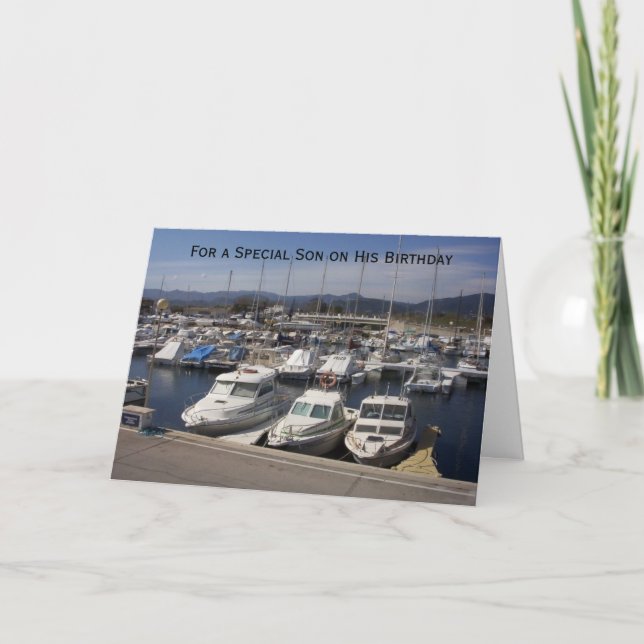Boats Personalised Son Birthday Card (Front)