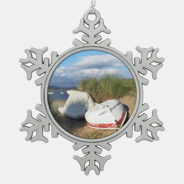 BOATS SNOWFLAKE PEWTER CHRISTMAS ORNAMENT (Front)