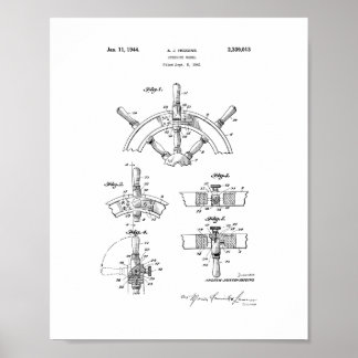 Boat's Steering Wheel Patent Poster
