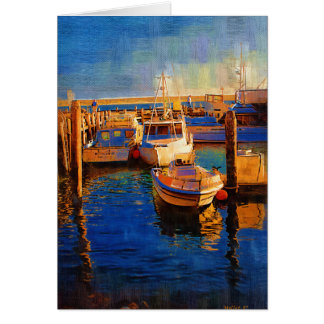 Boats, Sunset, Morro Bay, California Cards