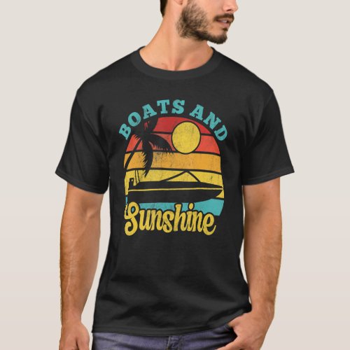 Boats Sunshine Retro Vintage Yacht Sunset Boaters  T_Shirt