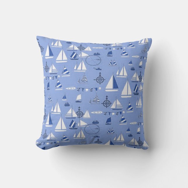 Boats Throw Pillow (Front)