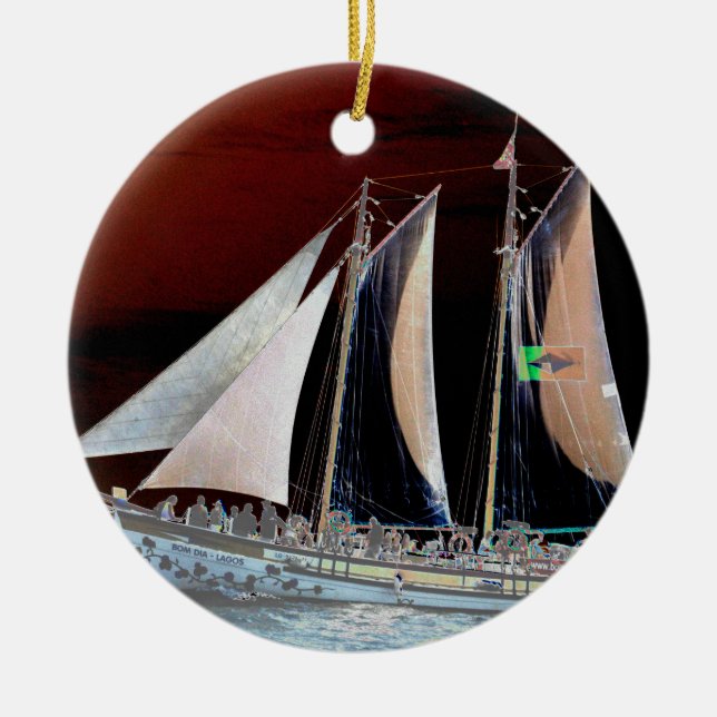 Boats under Sail Ceramic Ornament (Front)