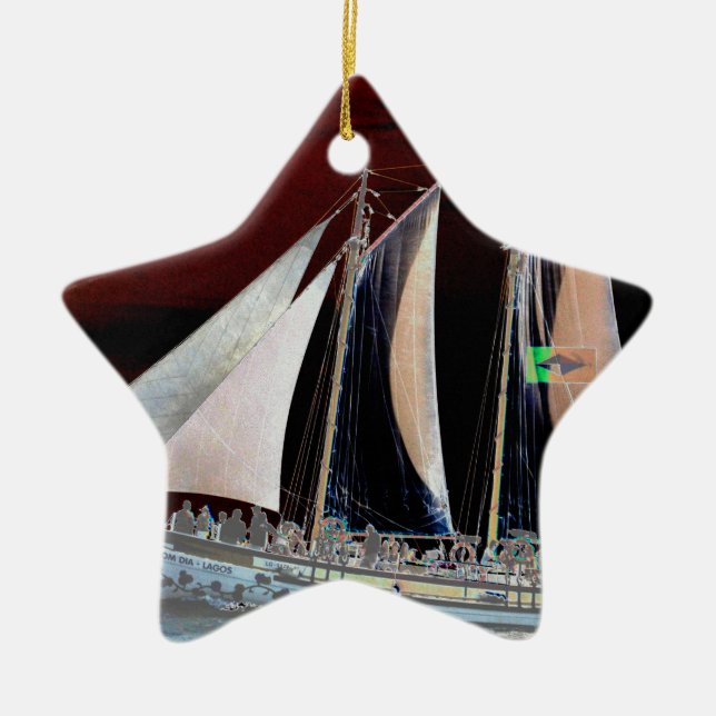 Boats under Sail Ceramic Ornament (Front)
