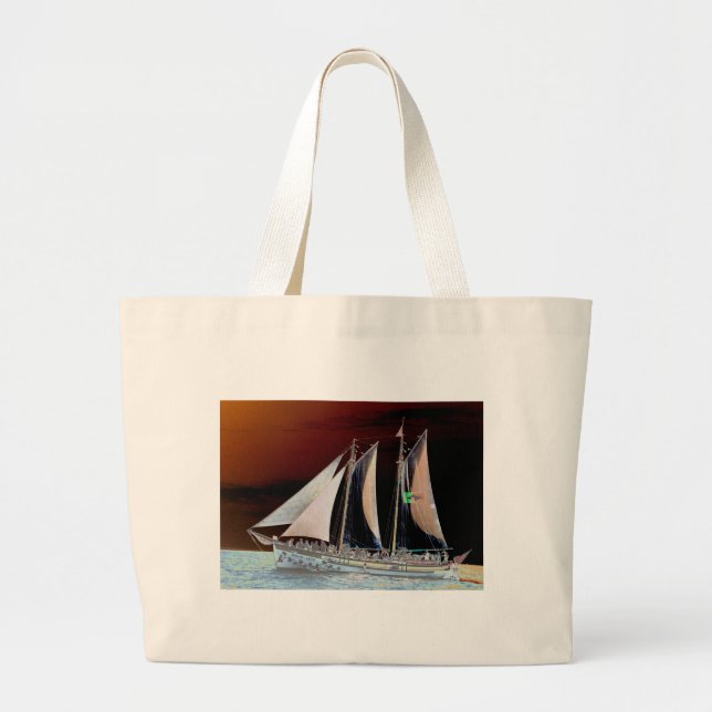 Boats under Sail Large Tote Bag (Front)