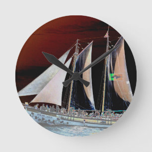 Boats under Sail Round Clock
