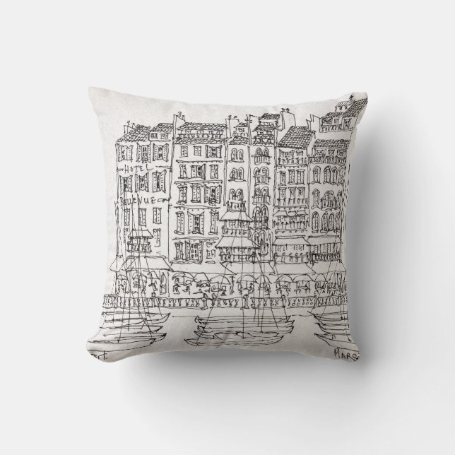 Boats Vieux-Port | Marseille, France Throw Pillow (Front)