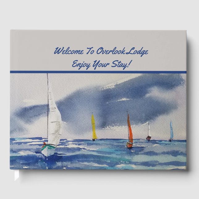 Boats Watercolor Rental Property Guest Book (Front)