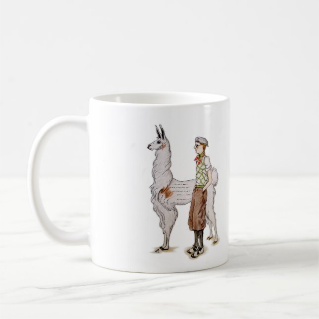 Bob and his Llama: The sweater off his back Coffee Mug (Left)