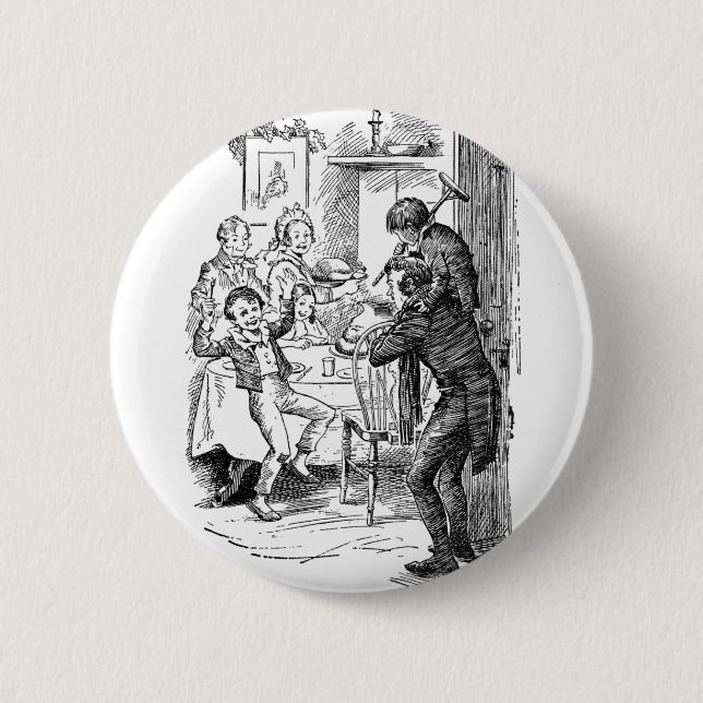 Bob and Tiny Tim Pinback Button (Front)