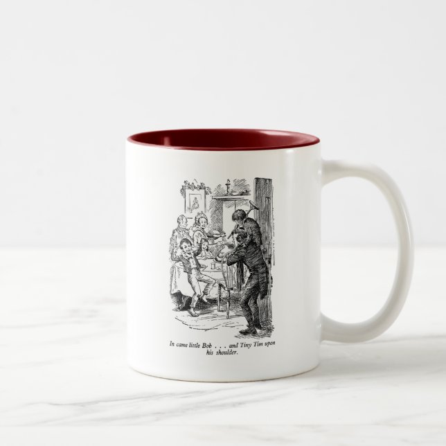 Bob and Tiny Tim (with text) Two-Tone Coffee Mug (Right)