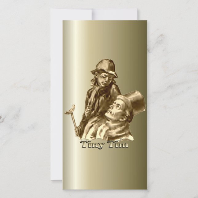 Bob Cratchit and Tiny Tim Christmas Carol Holiday Card (Front)