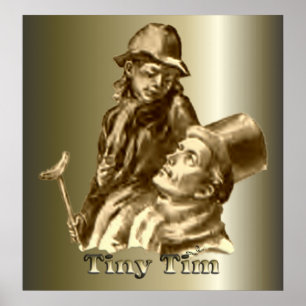 Bob Cratchit and Tiny Tim Christmas Carol Poster
