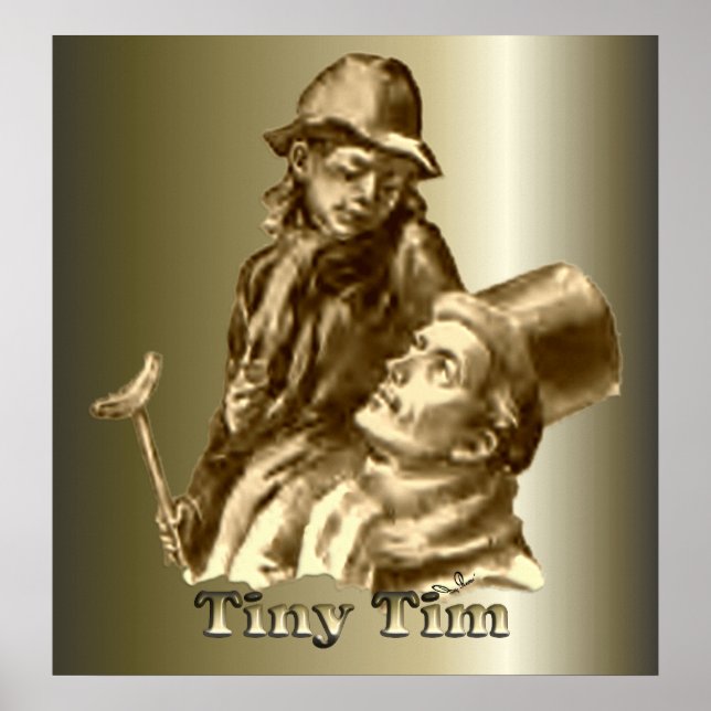 Bob Cratchit and Tiny Tim Christmas Carol Poster (Front)