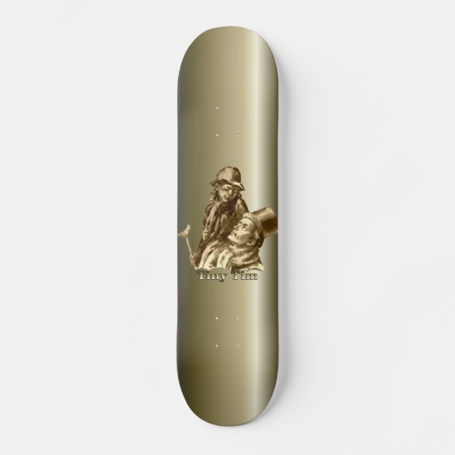 Bob Cratchit and Tiny Tim Christmas Carol Skateboard Deck (Front)