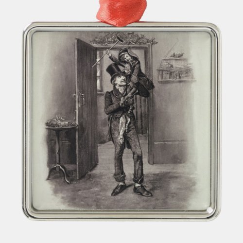 Bob Cratchit and Tiny Tim from Charles Dickens Metal Ornament