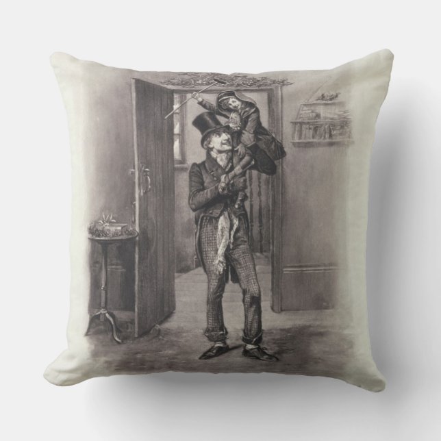 Bob Cratchit and Tiny Tim, from 'Charles Dickens: Throw Pillow (Front)