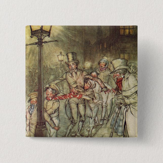Bob Cratchit went down a slide on Cornhill Button (Front)