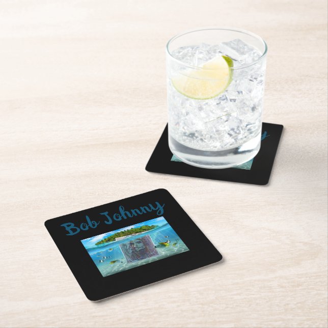 Bob Johnny Square Paper Coaster (Insitu)