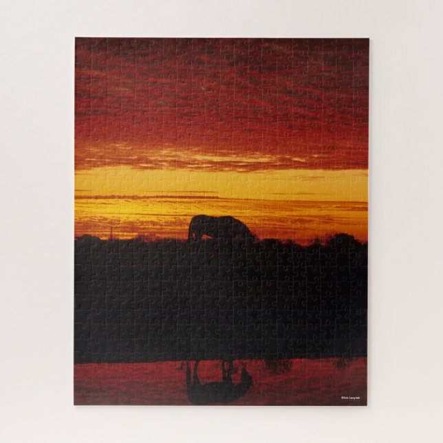 Bob Langrish | Arab Horse Grazing at Sunset Jigsaw Puzzle (Vertical)