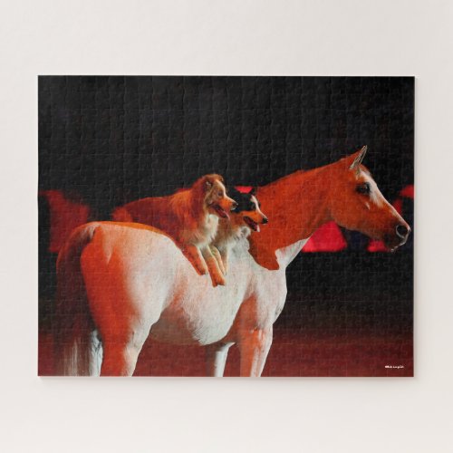Bob Langrish  Arab Horse Standing With Dogs Jigsaw Puzzle