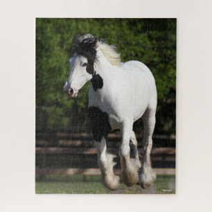 Bob Langrish Black and White Gypsy Vanner Running Jigsaw Puzzle