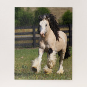 Bob Langrish Champagne Colour Gypsy Vanner Running Jigsaw Puzzle