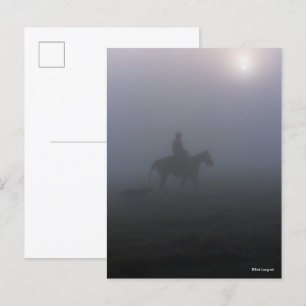 Bob Langrish   Cowboy Riding In Mist With Dog Postcard