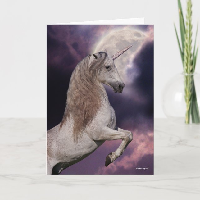 Bob Langrish | Gray Unicorn Rearing Card (Front)
