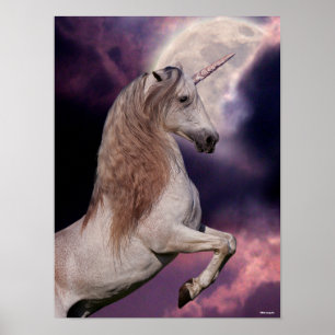 Bob Langrish Grey Unicorn Rearing Poster