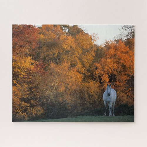 Bob Langrish Grey Warmblood Horse Standing Autumn Jigsaw Puzzle