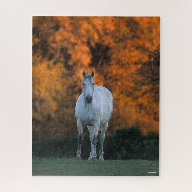 Bob Langrish | Grey Warmblood Standing Autumn Jigsaw Puzzle (Vertical)