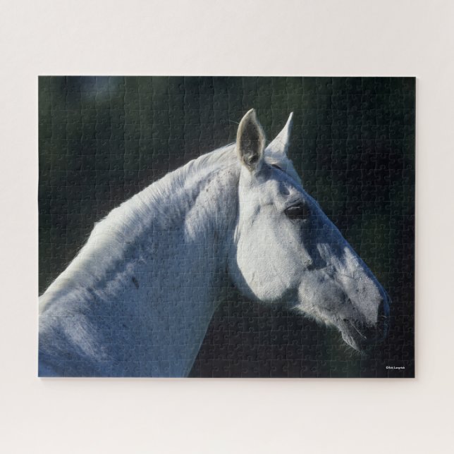 Bob Langrish | Grey Warmblood Standing Headshot Jigsaw Puzzle (Horizontal)