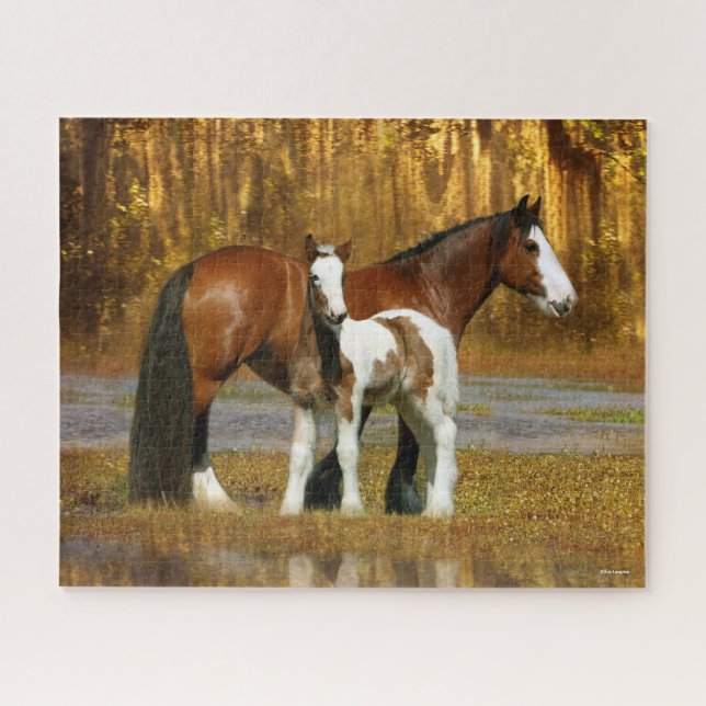 Bob Langrish | Gypsy Vanner Mare and Foal Fantasy Jigsaw Puzzle (Horizontal)