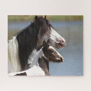 Bob Langrish   Gypsy Vanner Mare and Foal Headshot Jigsaw Puzzle