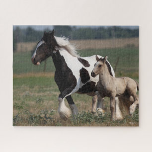Bob Langrish   Gypsy Vanner Mare and Foal Running Jigsaw Puzzle