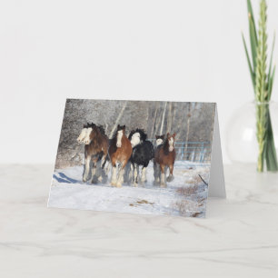 Bob Langrish Herd Of Clydesdales In Snow Card